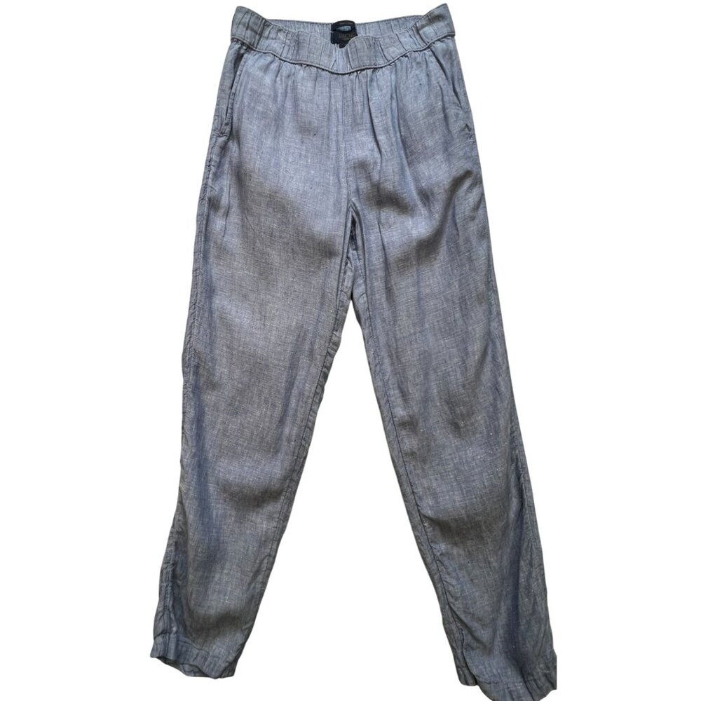 Rachel Ray Women's 100% Linen Ankle Pants Stretch Size S Light Blue Pockets
